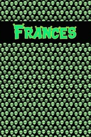 Cover of 120 Page Handwriting Practice Book with Green Alien Cover Frances