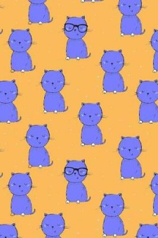 Cover of Journal Notebook For Cat Lovers Purple Cats On Orange