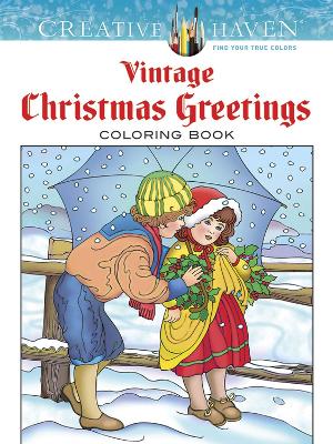 Book cover for Creative Haven Vintage Christmas Greetings Coloring Book