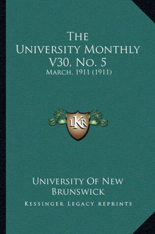 Cover of The University Monthly V30, No. 5