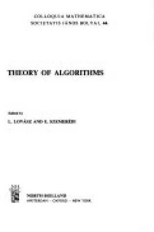 Cover of Theory of Algorithms