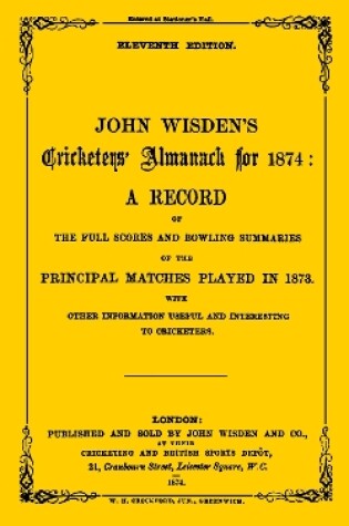 Cover of Wisden Cricketers' Almanack 1874