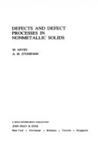 Cover of Defects and Defect Processes in Nonmetallic Solids