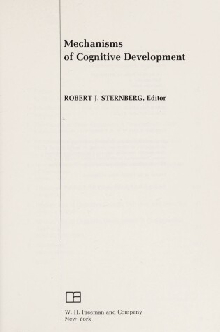 Cover of Mechanisms of Cognitive Development