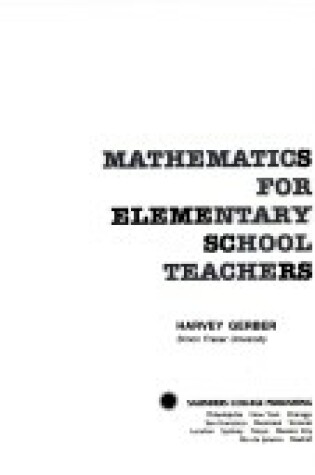 Cover of Gerber Maths for Elem Sch Teach