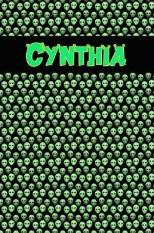 Cover of 120 Page Handwriting Practice Book with Green Alien Cover Cynthia