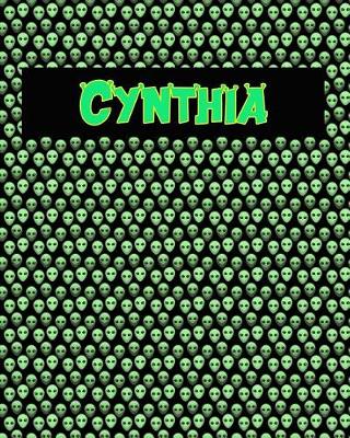 Book cover for 120 Page Handwriting Practice Book with Green Alien Cover Cynthia