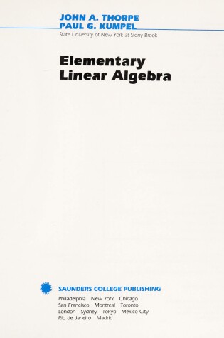 Cover of Elementary Linear Algebra