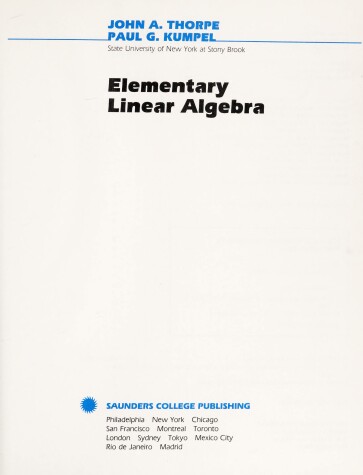 Book cover for Elementary Linear Algebra