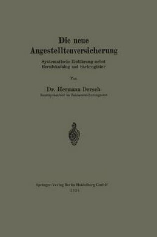 Cover of Die Neue Angestelltenversicherung