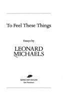 Book cover for To Feel These Things