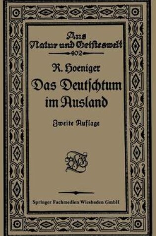 Cover of Das Deutschtum Im Ausland VOR Dem Weltkrieg