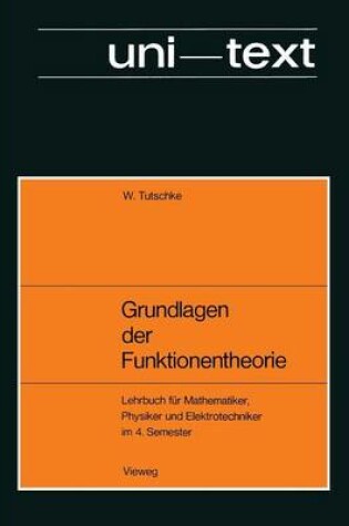 Cover of Grundlagen Der Funktionentheorie
