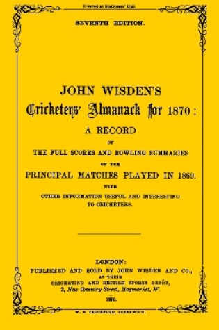 Cover of Wisden Cricketers' Almanack 1870