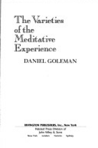 Cover of The Varieties of the Meditative Experience