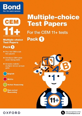 Book cover for Bond 11+: Multiple-choice Test Papers for the CEM 11+ Tests Pack 1: Ready for the 2024 exam