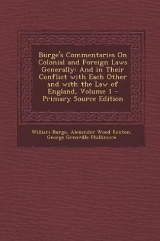 Cover of Burge's Commentaries on Colonial and Foreign Laws Generally