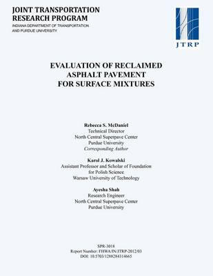 Book cover for Evaluation of Reclaimed Asphalt Pavement for Surface Mixtures