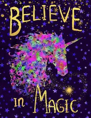 Book cover for Big Fat Journal Notebook Colorful Unicorn In Stars Believe In Magic 2