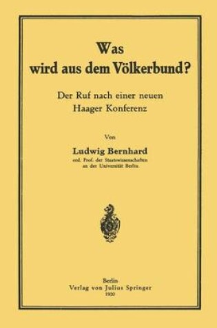 Cover of Was Wird Aus Dem Voelkerbund?