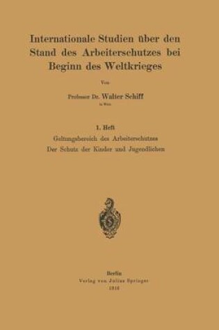 Cover of Geltungsbereich Des Arbeiterschutzes Der Schutz Der Kinder Und Jugendlichen