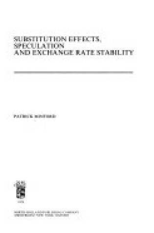 Cover of Substitution Effects, Speculation and Exchange Rate Stability