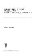 Book cover for Substitution Effects, Speculation and Exchange Rate Stability