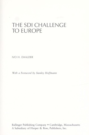 Cover of Strategic Defence Initiative Challenge to Europe