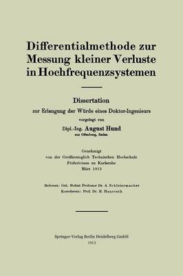 Book cover for Differentialmethode Zur Messung Kleiner Verluste in Hochfrequenzsystemen