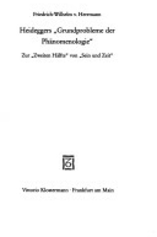 Cover of Heideggers Grundprobleme Der Phanomenologie