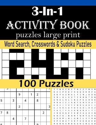 Book cover for 3-In-1 Activity Book puzzles large print