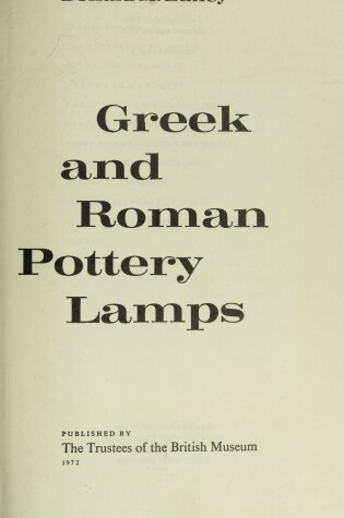 Cover of Greek and Roman Pottery Lamps