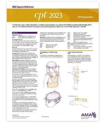 Book cover for CPT 2023 Express Reference Coding Card: Orthopaedics