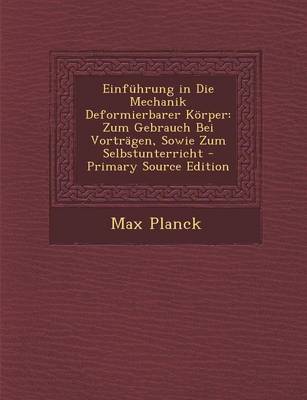 Book cover for Einfuhrung in Die Mechanik Deformierbarer Korper