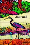 Book cover for Black Blue Teal Purple Pink Heron at Lake Bird Lovers Cute Bird Lovers Pretty Blank Lined Journal for Daily Thoughts Notebook Diary for Women or Man
