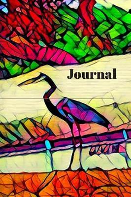 Book cover for Black Blue Teal Purple Pink Heron at Lake Bird Lovers Cute Bird Lovers Pretty Blank Lined Journal for Daily Thoughts Notebook Diary for Women or Man