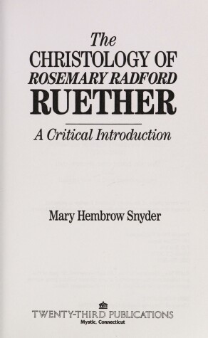 Book cover for The Christology of Rosemary Radford Ruether