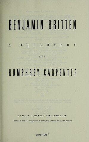 Book cover for Benjamin Britten Biography