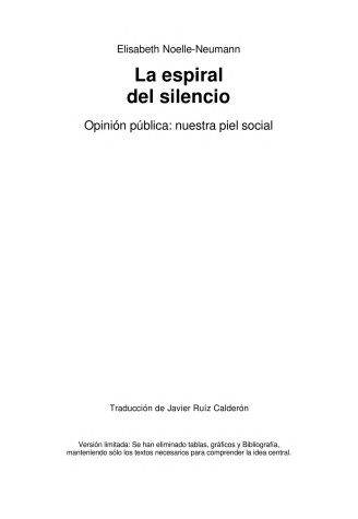 Book cover for La Espiral del Silencio