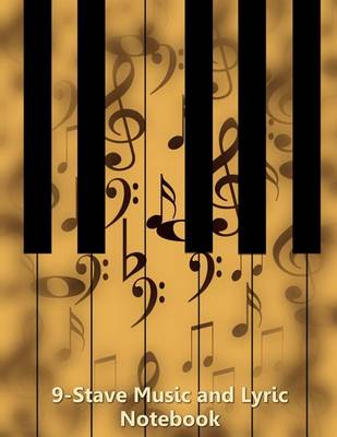 Book cover for 9-Stave Music and Lyric Notebook - Tan Piano Keyboard