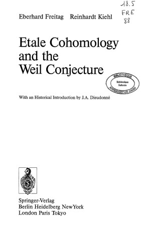 Cover of Etale Cohomology and the Weil Conjecture