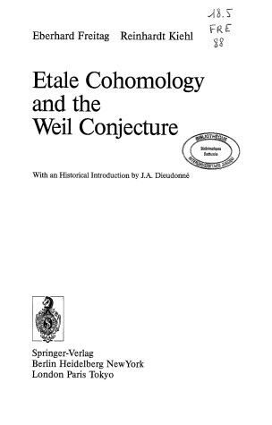 Book cover for Etale Cohomology and the Weil Conjecture