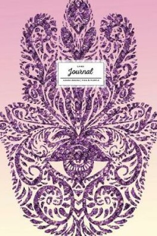 Cover of Lined Journal (Diary, Notebook). Hamsa Design. Pink & Purple