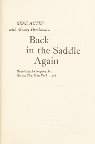 Cover of Back in the Saddle Again