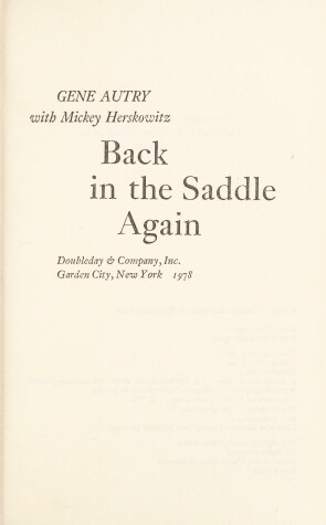 Book cover for Back in the Saddle Again