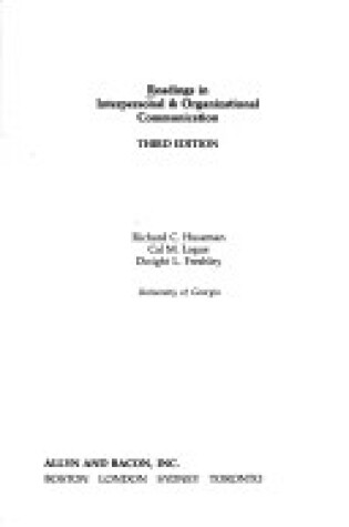 Cover of Readings in Interpersonal and Organizational Communication