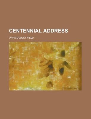 Book cover for Centennial Address