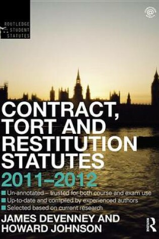 Cover of Contract, Tort and Restitution Statutes 2011-2012