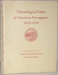 Book cover for Chronological Tables of American Newspapers 1690-1820