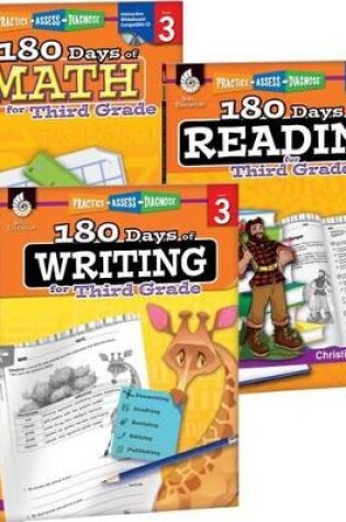 Cover of 180 Days of Reading, Writing and Math for Third Grade 3-Book Set